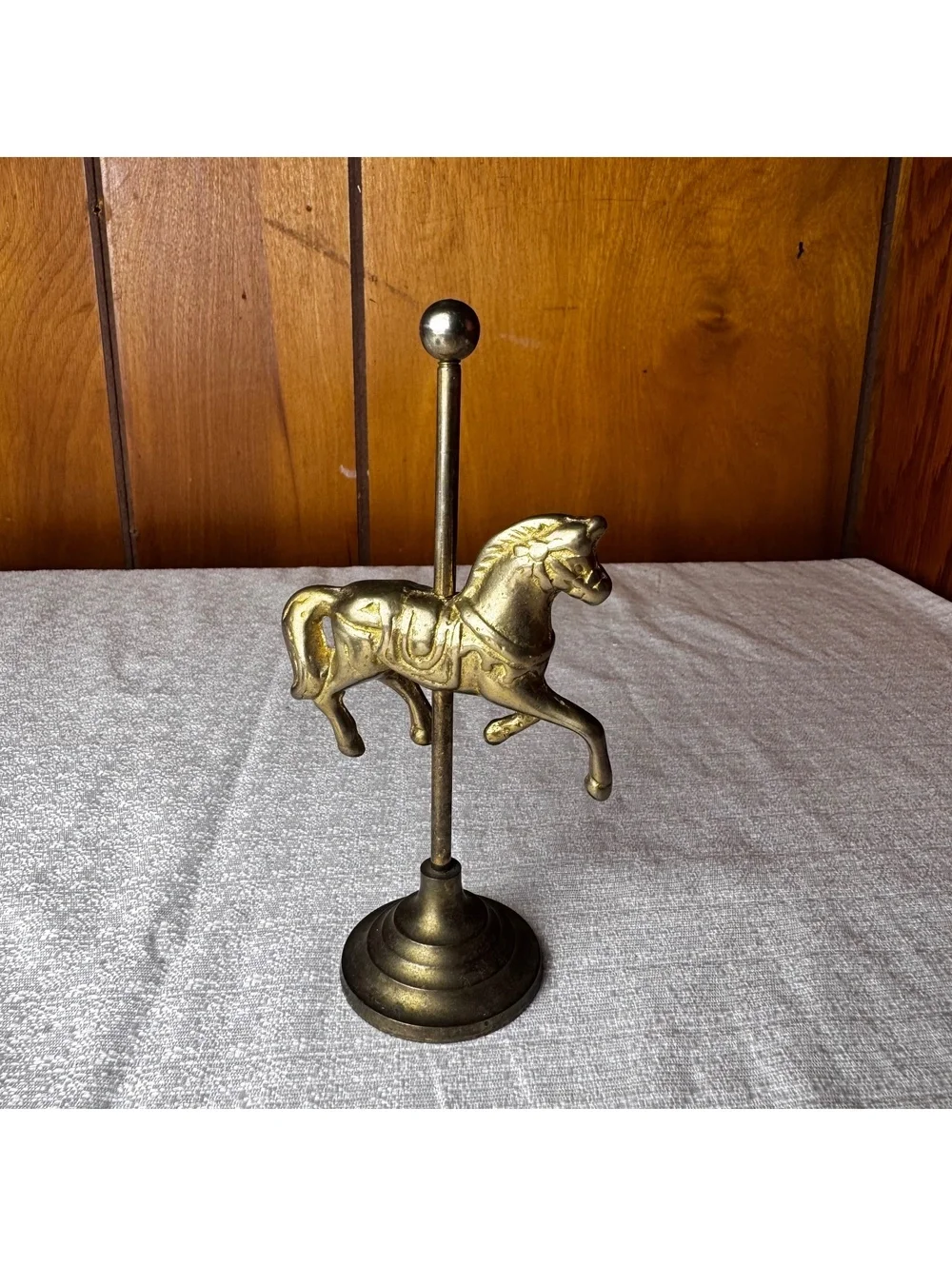 Vintage Enesco Brass Carousel Horse 5” Taiwan Figurine Display